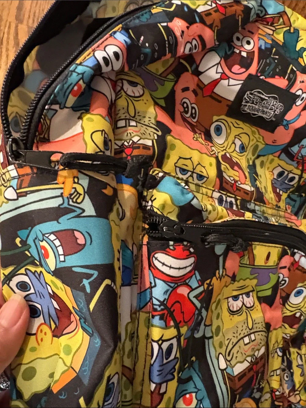 SpongeBob Faces Print Backpack - Colorful Cartoon Design